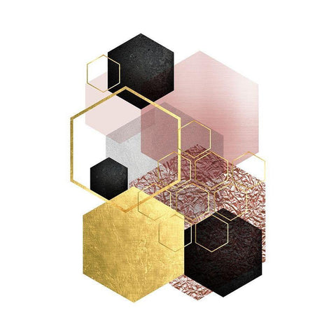 BlushPink Gold 2 Black Modern Wood Framed Art Print by Urban Epiphany