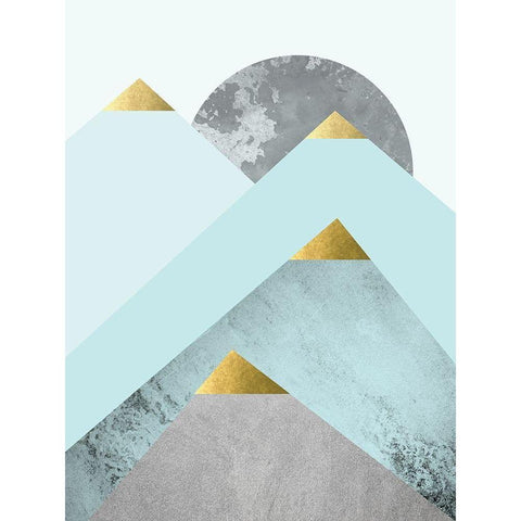 Turquoise Mountains 2 Gold Ornate Wood Framed Art Print with Double Matting by Urban Epiphany