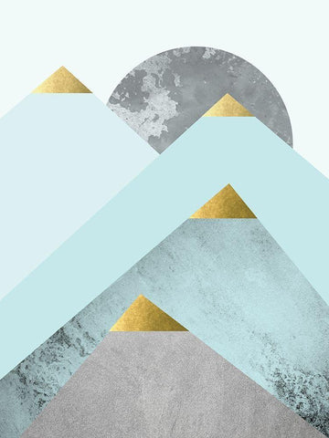 Turquoise Mountains 2 White Modern Wood Framed Art Print with Double Matting by Urban Epiphany