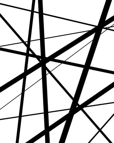 BW Geo Lines 1 Black Ornate Wood Framed Art Print with Double Matting by Urban Epiphany