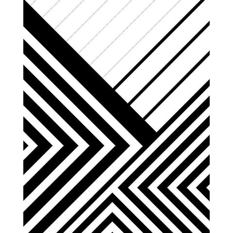 BW Geo Lines 3 Black Modern Wood Framed Art Print with Double Matting by Urban Epiphany