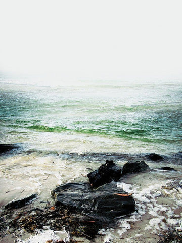 Coastline 2 White Modern Wood Framed Art Print with Double Matting by Urban Epiphany