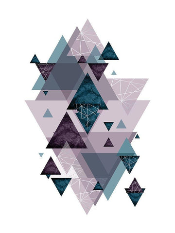 Geo Triangles SoftLuxe White Modern Wood Framed Art Print with Double Matting by Urban Epiphany