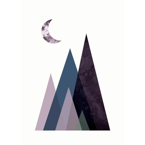 Scandi Mountains Blue 1 Black Modern Wood Framed Art Print with Double Matting by Urban Epiphany