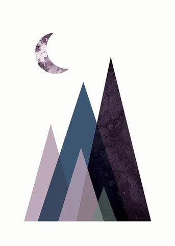 Scandi Mountains Blue 1 Black Ornate Wood Framed Art Print with Double Matting by Urban Epiphany