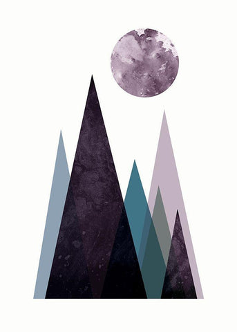 Scandi Mountains Blue 2 Black Ornate Wood Framed Art Print with Double Matting by Urban Epiphany