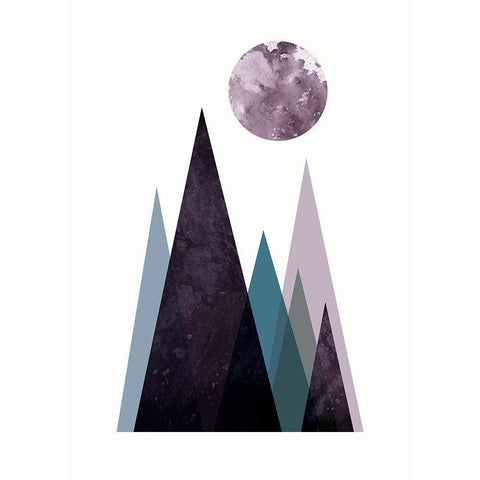 Scandi Mountains Blue 2 Black Modern Wood Framed Art Print by Urban Epiphany