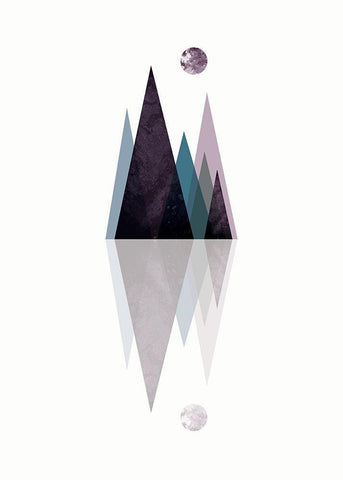 Scandi Mountains Blue 3 White Modern Wood Framed Art Print with Double Matting by Urban Epiphany