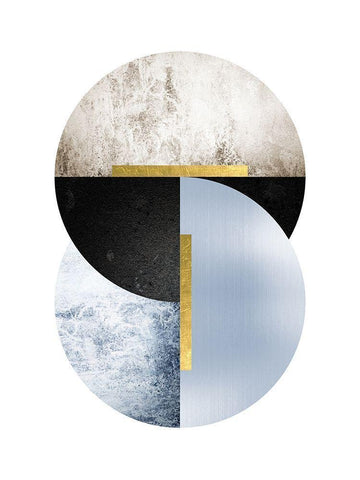 Blue Beige Black Geo Black Ornate Wood Framed Art Print with Double Matting by Urban Epiphany