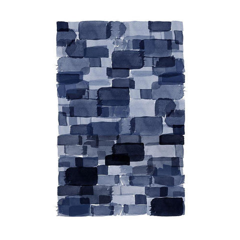 Navy Blue Watercolor Block White Modern Wood Framed Art Print by Urban Epiphany