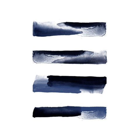 Navy Blue Watercolor Strokes Black Modern Wood Framed Art Print by Urban Epiphany