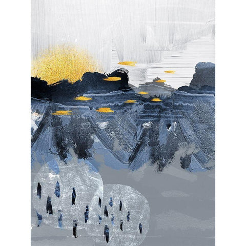 Abstract Landscape Black Modern Wood Framed Art Print with Double Matting by Urban Epiphany