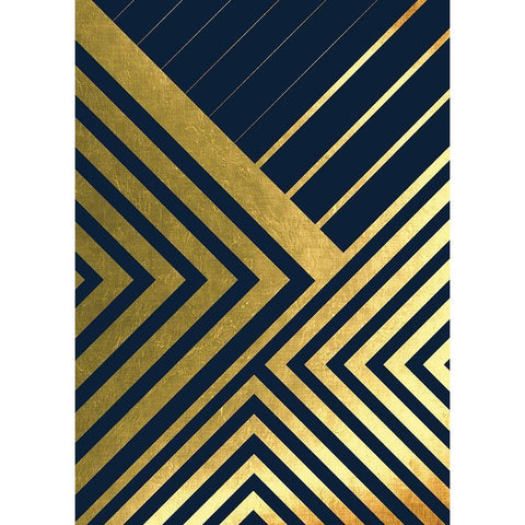 Metallic Lines Navy 2 White Modern Wood Framed Art Print by Urban Epiphany