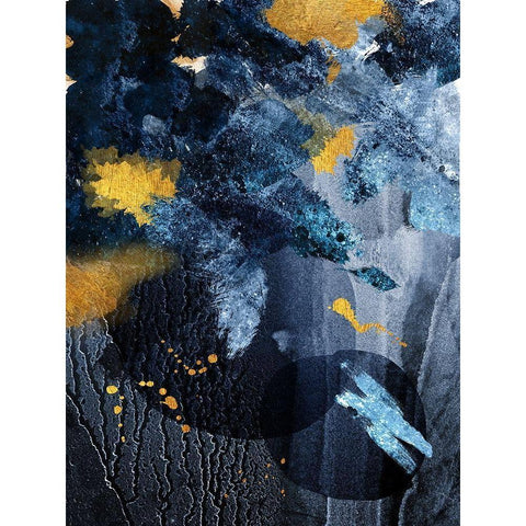 Abstract Blue and Gold White Modern Wood Framed Art Print by Urban Epiphany