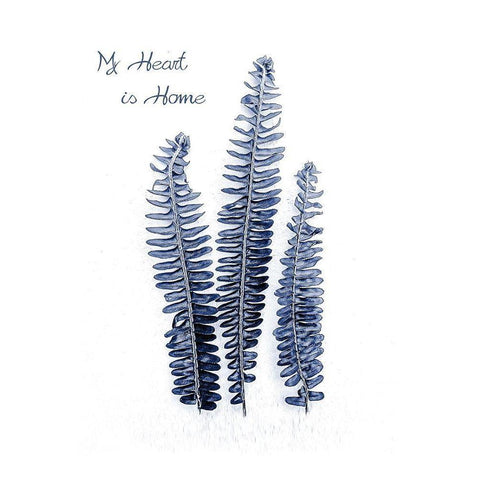 Fern Fronds Navy Black Modern Wood Framed Art Print by Urban Epiphany