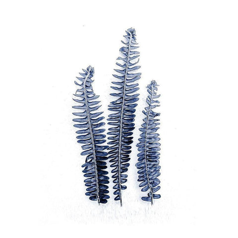 Fern Fronds Navy White Modern Wood Framed Art Print by Urban Epiphany