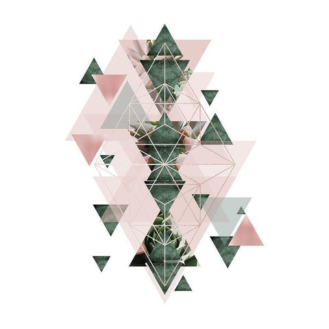 Pink Green Geometric 2 White Modern Wood Framed Art Print by Urban Epiphany