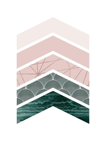 Evergreen Blush Geo 1 White Modern Wood Framed Art Print with Double Matting by Urban Epiphany