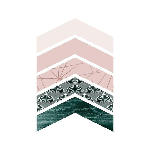 Evergreen Blush Geo 1 Black Modern Wood Framed Art Print with Double Matting by Urban Epiphany