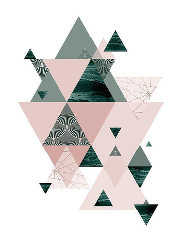 Evergreen Blush Geo 2 Black Ornate Wood Framed Art Print with Double Matting by Urban Epiphany