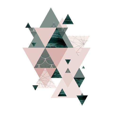 Evergreen Blush Geo 2 Black Modern Wood Framed Art Print by Urban Epiphany