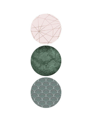 Evergreen Blush Geo 3 White Modern Wood Framed Art Print with Double Matting by Urban Epiphany