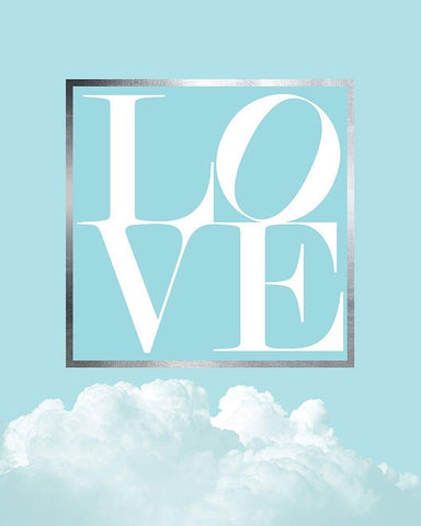 Love Joy Geo Turquoise 1 White Modern Wood Framed Art Print with Double Matting by Urban Epiphany