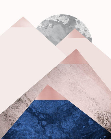 PinkNavy Mountains 2 Black Ornate Wood Framed Art Print with Double Matting by Urban Epiphany