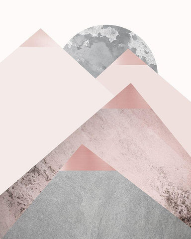 Blush Pink Mountains 2 White Modern Wood Framed Art Print with Double Matting by Urban Epiphany