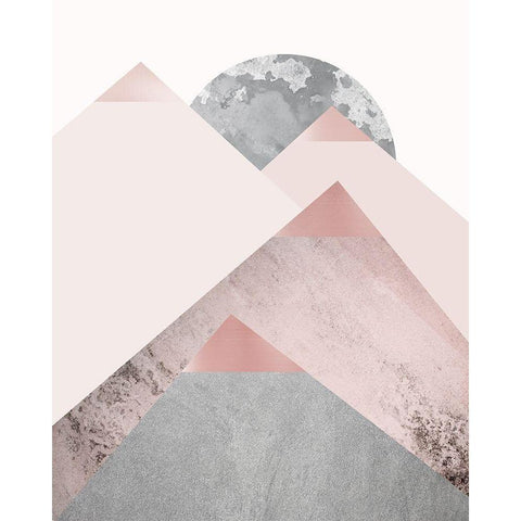 Blush Pink Mountains 2 Black Modern Wood Framed Art Print with Double Matting by Urban Epiphany