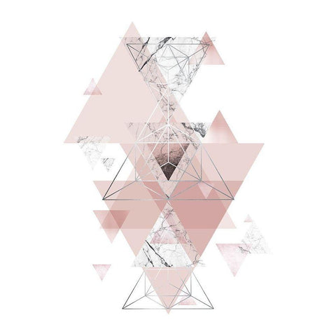 Blush Pink Marbled Geometric Black Modern Wood Framed Art Print by Urban Epiphany