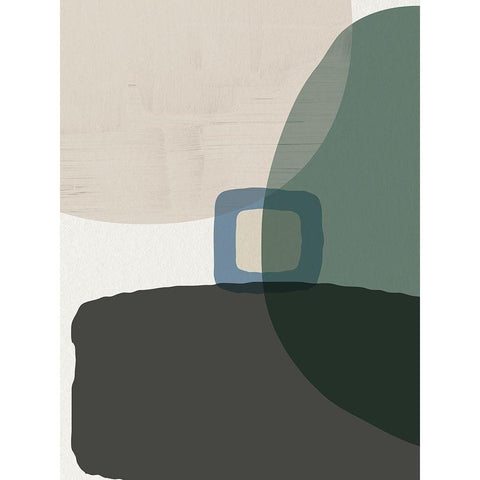Mid Century Abstract 1 Black Modern Wood Framed Art Print with Double Matting by Urban Epiphany
