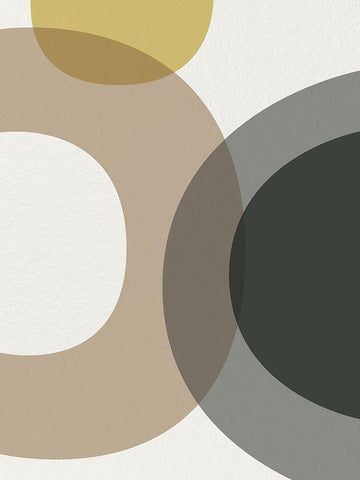 Mid Century Abstract Circle 5 White Modern Wood Framed Art Print with Double Matting by Urban Epiphany