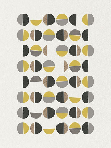 Mid Century Abstract Circle 9 White Modern Wood Framed Art Print with Double Matting by Urban Epiphany