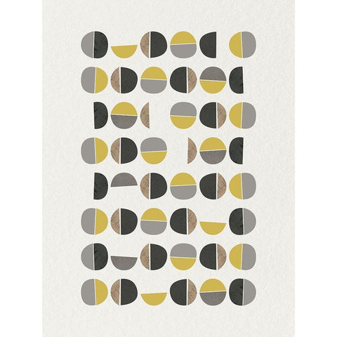 Mid Century Abstract Circle 9 Black Modern Wood Framed Art Print with Double Matting by Urban Epiphany