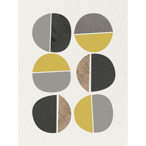 Mid Century Abstract Circle 10 White Modern Wood Framed Art Print by Urban Epiphany