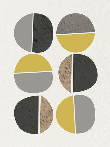 Mid Century Abstract Circle 10 Black Ornate Wood Framed Art Print with Double Matting by Urban Epiphany