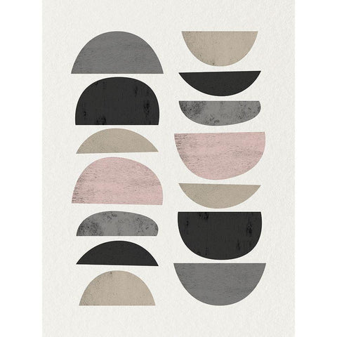 Minimalist Circles 7 Black Modern Wood Framed Art Print with Double Matting by Urban Epiphany