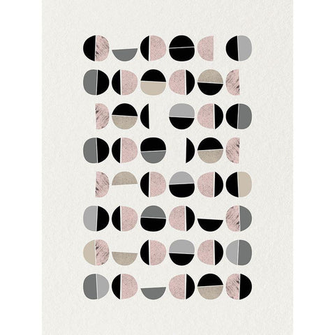 Minimalist Circles 9 Black Modern Wood Framed Art Print with Double Matting by Urban Epiphany