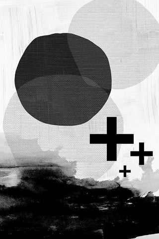 Black White Scandi Abstract White Modern Wood Framed Art Print with Double Matting by Urban Epiphany