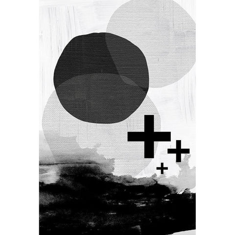 Black White Scandi Abstract Black Modern Wood Framed Art Print by Urban Epiphany