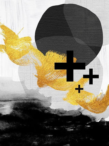 Scandi Black White Gold Black Ornate Wood Framed Art Print with Double Matting by Urban Epiphany