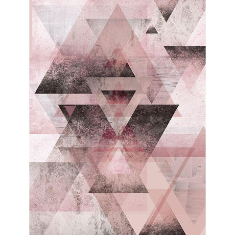 Pink Geometric Black Modern Wood Framed Art Print with Double Matting by Urban Epiphany