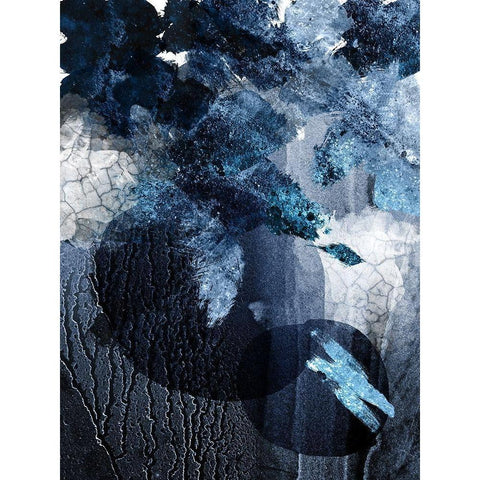 Abstract Navy White 1 Black Modern Wood Framed Art Print with Double Matting by Urban Epiphany