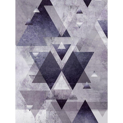 Purple Geometric Black Modern Wood Framed Art Print with Double Matting by Urban Epiphany