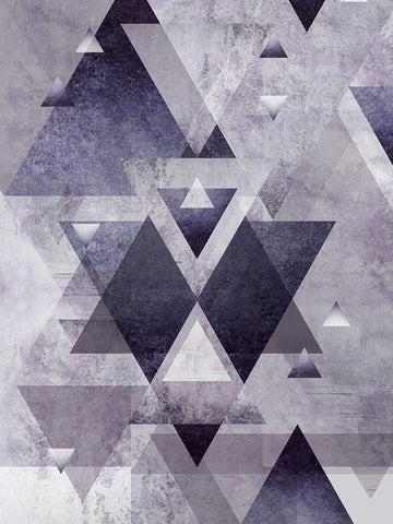 Purple Geometric Black Ornate Wood Framed Art Print with Double Matting by Urban Epiphany