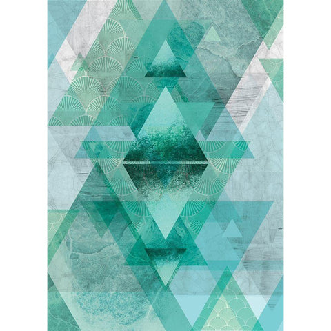 Teal Geometric White Modern Wood Framed Art Print by Urban Epiphany