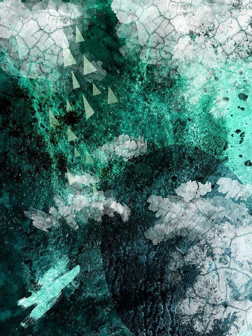 Teal Abstract B White Modern Wood Framed Art Print with Double Matting by Urban Epiphany