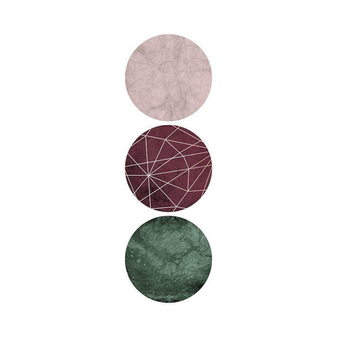 Cranberry Green Blush GEO 1 Black Modern Wood Framed Art Print with Double Matting by Urban Epiphany