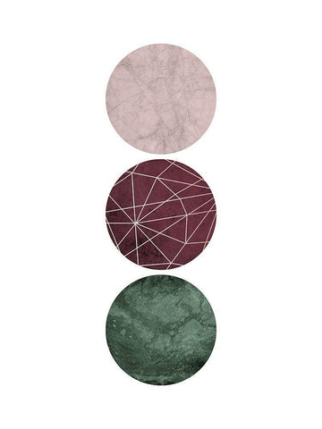 Cranberry Green Blush GEO 1 White Modern Wood Framed Art Print with Double Matting by Urban Epiphany